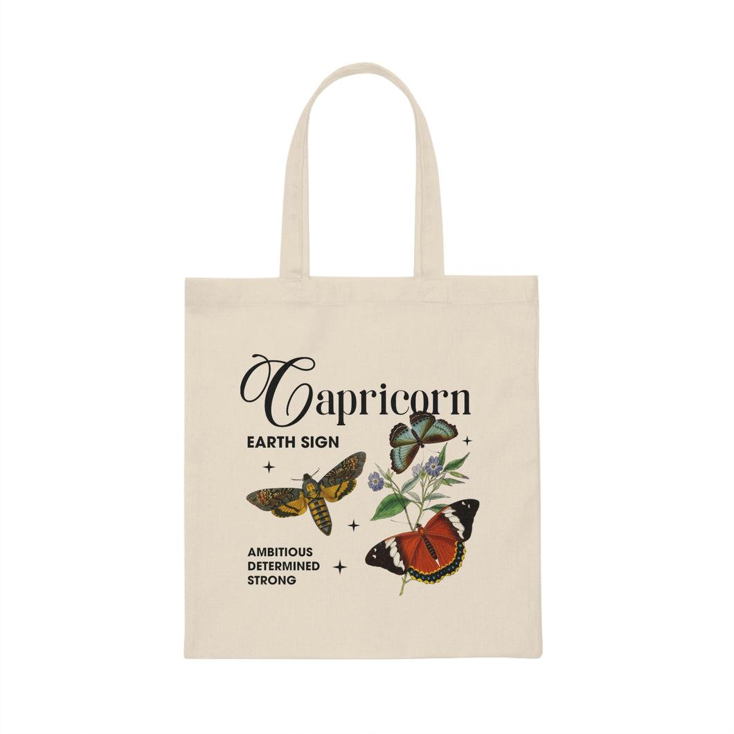 Capricorn Butterfly Canvas Tote Bag