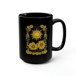 Sunflower Sun Tarot Black Mug, 15oz