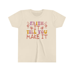 Faith It Till You Make It Youth Girls Retro T-shirt