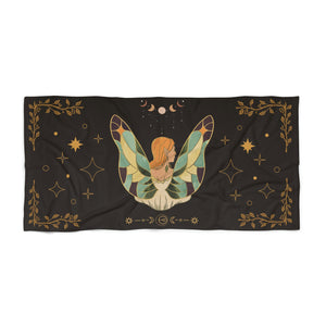 Goddess Fairy Black Printed Beach Towel