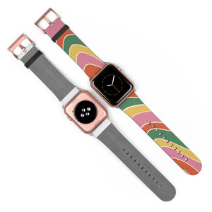 Retro Groove Faux-Leather Apple Watch Band