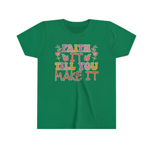 Faith It Till You Make It Youth Girls Retro T-shirt