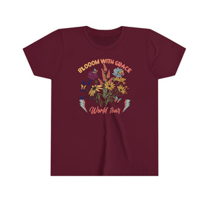 Bloom With Grace Wildflowers Youth Girls Retro T-shirt