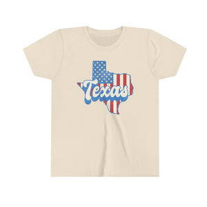 Texas State Red White Blue Girls Youth Retro T-shirt