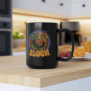 BLOOM RETRO Black Mug, 15oz