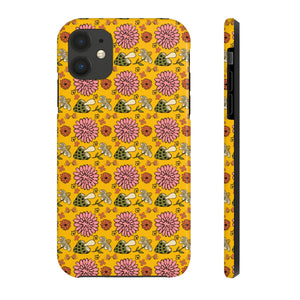 Retro 70's Mushrooms and Flowers Tough Phone Case, Case-Mate