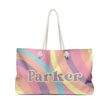 Load image into Gallery viewer, The Parker Rainbow Pastels Custom Name Weekender/Beach Bag
