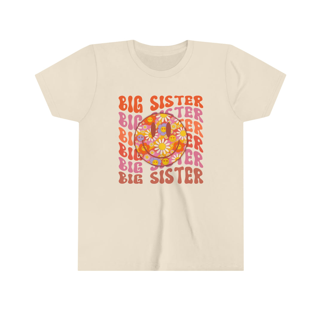 Big Sister Smiley Face Youth Girls Retro T-shirt