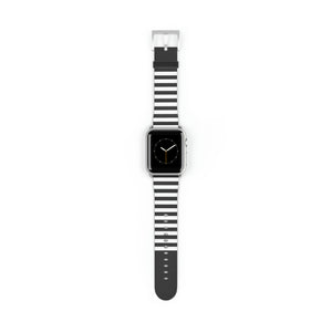 Black and White Stripe Faux-Leather Apple Watch Band