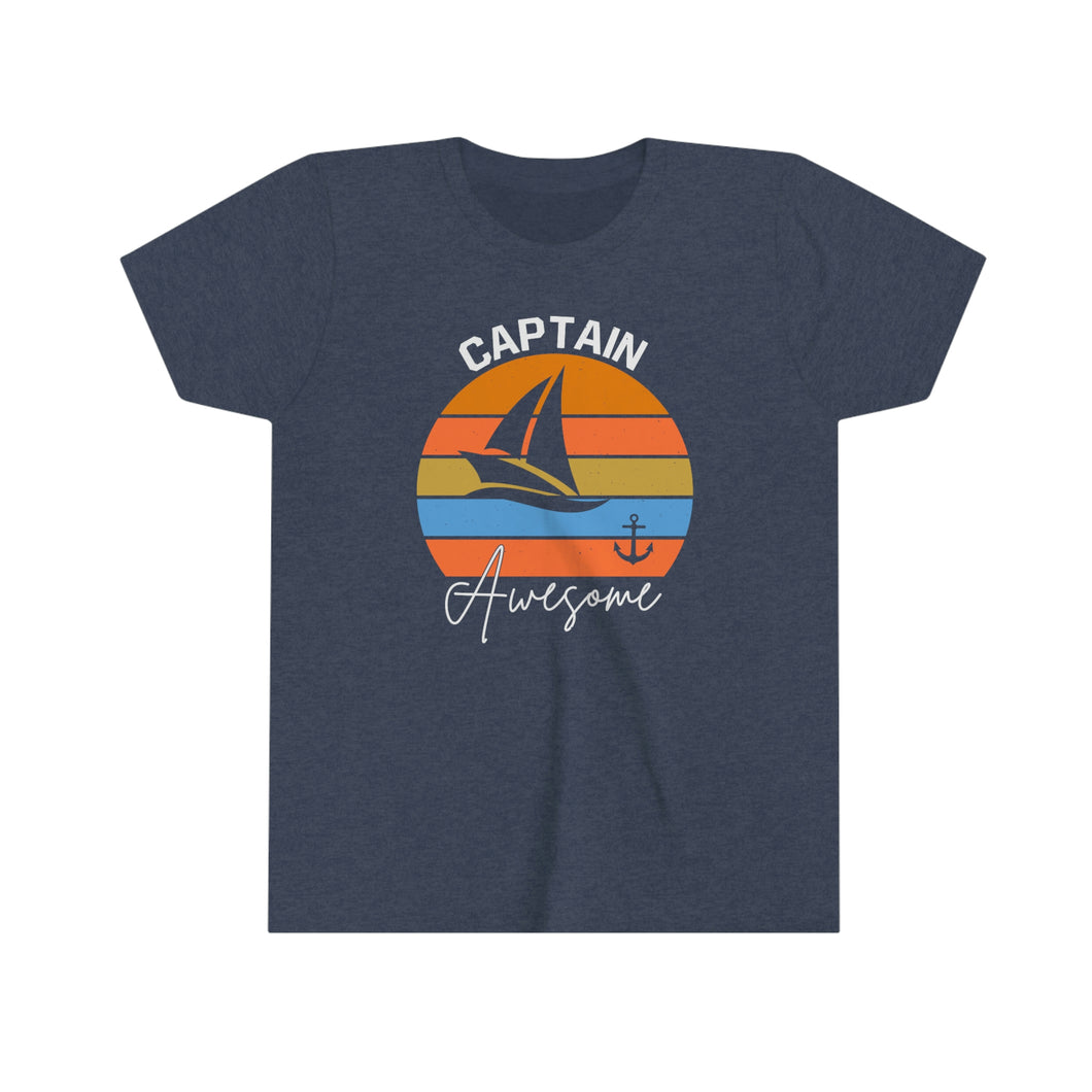 Retro Captain Awesome Sailboat Youth Boys T-shirt