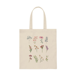 Vintage Flowers Canvas Tote Bag