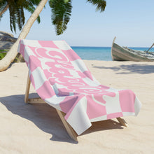 Load image into Gallery viewer, The Hayley Pink and White Checker Custom Name Beach Towel
