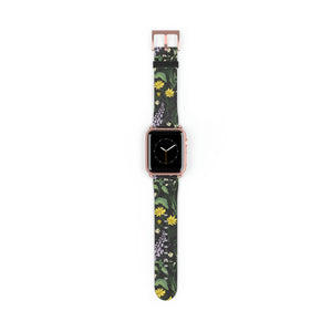 Vintage Flowers Faux-Leather Apple Watch Band