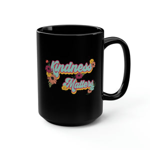 Kindness Matters Retro Black Mug, 15oz