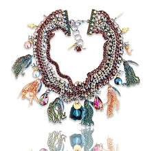 Load image into Gallery viewer, Tassel Necklaces With Swarovski Crystals, Charms and Burnished Gold
