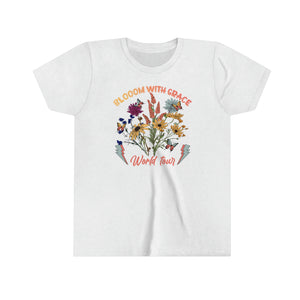 Bloom With Grace Wildflowers Youth Girls Retro T-shirt