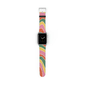 Retro Groove Faux-Leather Apple Watch Band