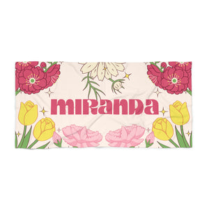 The Miranda Floral Custom Name Beach Towel