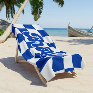 The Brody Blue and White Checker Custom Name Beach Towel