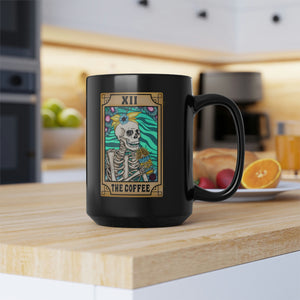 The Coffee Tarot Black Mug, 15oz