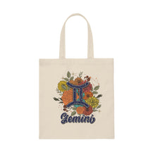 Load image into Gallery viewer, Gemini Floral Retro Canvas Tote Bag
