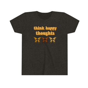 Think Happy Thoughts Butterflies Girls Youth Retro T-shirt