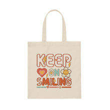 Load image into Gallery viewer, Keep On Smiling Canvas Tote Bag
