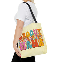 Load image into Gallery viewer, Groovy Mama Yellow High Quality Tote Bag
