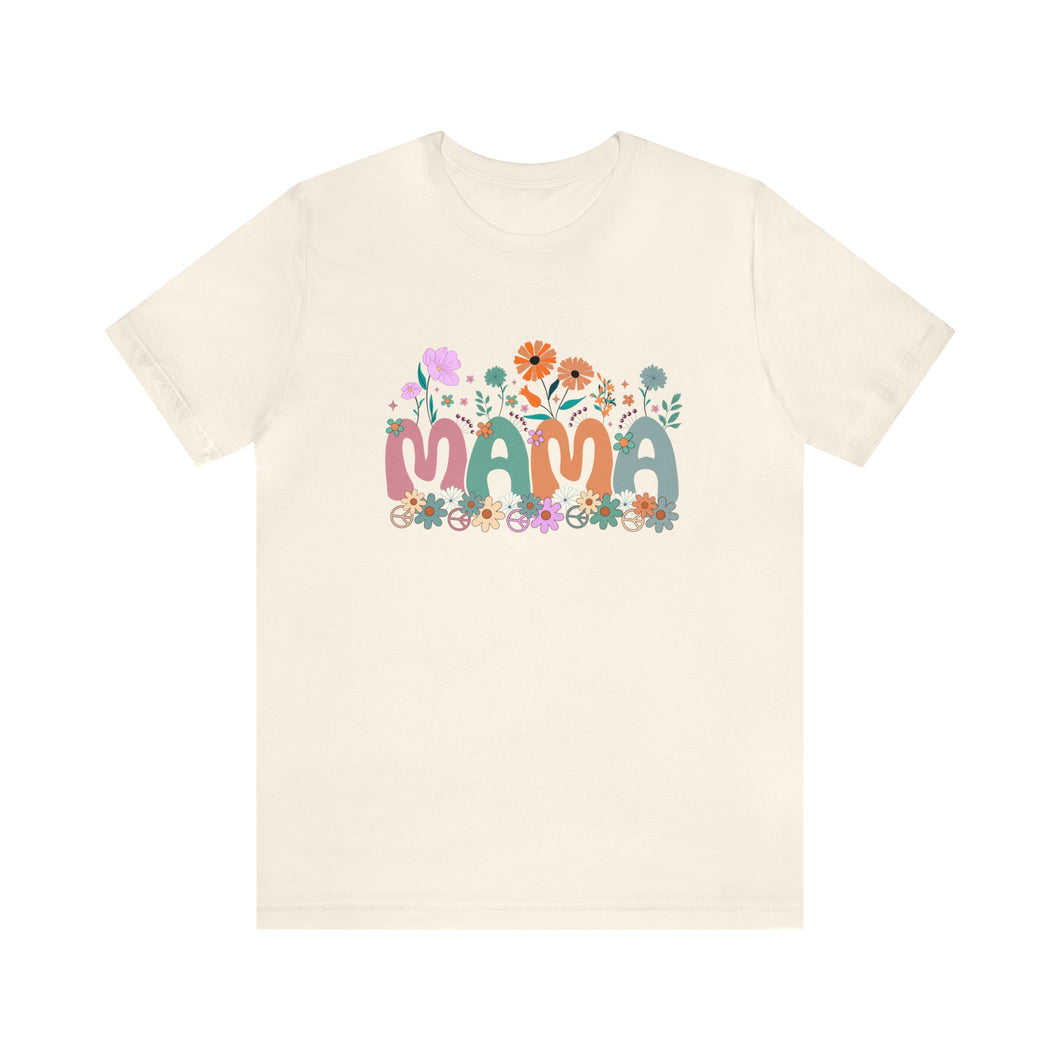 Mama Peace Flowers Women's Short Sleeve Graphic Tee