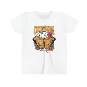 Dreamer Yellow Butterfly Youth Girls Retro T-shirt