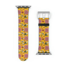 Load image into Gallery viewer, Retro 70&#39;s Mushrooms and Flowers Faux-Leather Apple Watch Band
