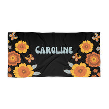 Load image into Gallery viewer, The Caroline Vintage Flowers Custom Name Beach Towel
