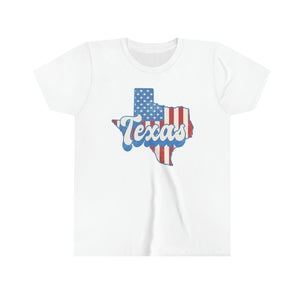 Texas State Red White Blue Girls Youth Retro T-shirt