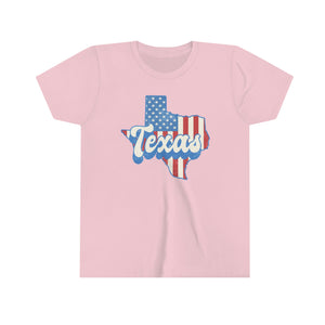 Texas State Red White Blue Girls Youth Retro T-shirt