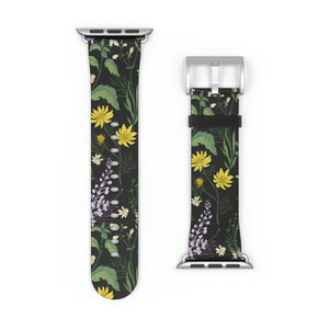 Vintage Flowers Faux-Leather Apple Watch Band