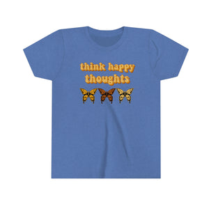 Think Happy Thoughts Butterflies Girls Youth Retro T-shirt