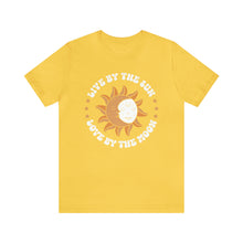 Load image into Gallery viewer, Live By The Sun and Moon Celestial Women&#39;s Short Sleeve Graphic Tee
