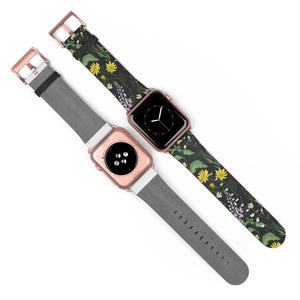 Vintage Flowers Faux-Leather Apple Watch Band