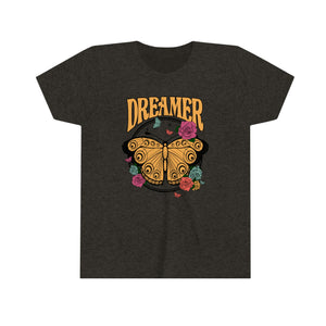 Dreamer Yellow Butterfly Youth Girls Retro T-shirt