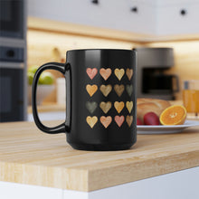 Load image into Gallery viewer, Boho Hearts Black Mug, 15oz
