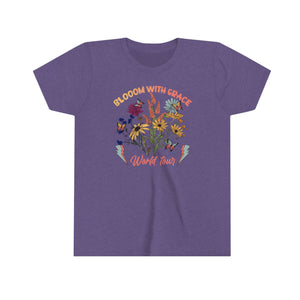 Bloom With Grace Wildflowers Youth Girls Retro T-shirt