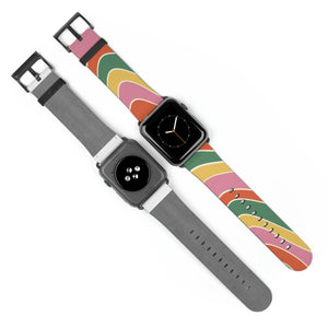 Retro Groove Faux-Leather Apple Watch Band