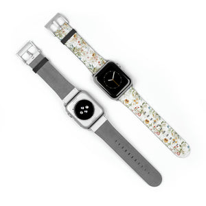 Soft Flowers Faux-Leather Apple Watch Band