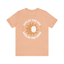 Load image into Gallery viewer, Live By The Sun and Moon Celestial Women&#39;s Short Sleeve Graphic Tee
