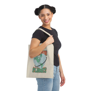 Kinder Planet Retro Canvas Tote Bag