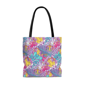 Pink and Blue Jungle Tiger High Quality Tote Bag