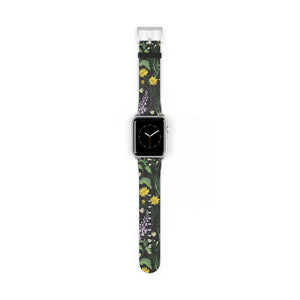 Vintage Flowers Faux-Leather Apple Watch Band