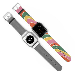 Retro Groove Faux-Leather Apple Watch Band