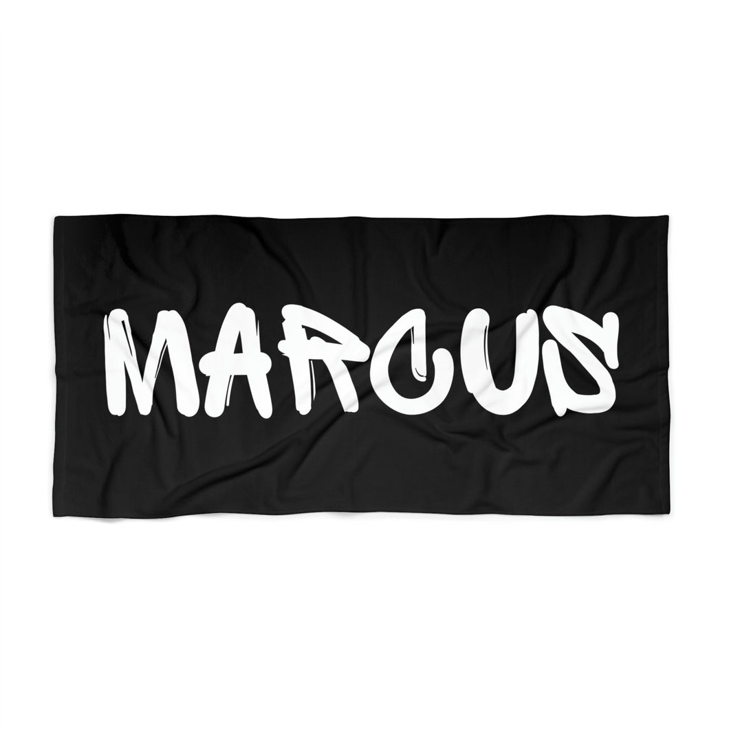 The Marcus Black and White Custom Name Beach Towel