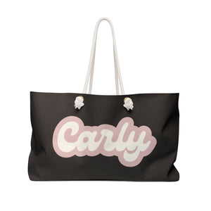 The Carly Black and Pink Custom Weekender/Beach Bag